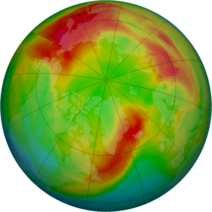 Arctic ozone map for 10 February 1989